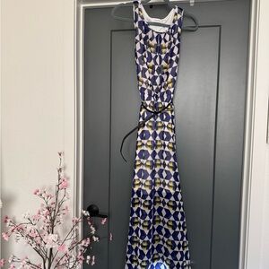Calvin Klein Blue and Yellow Geometric Maxi Dress